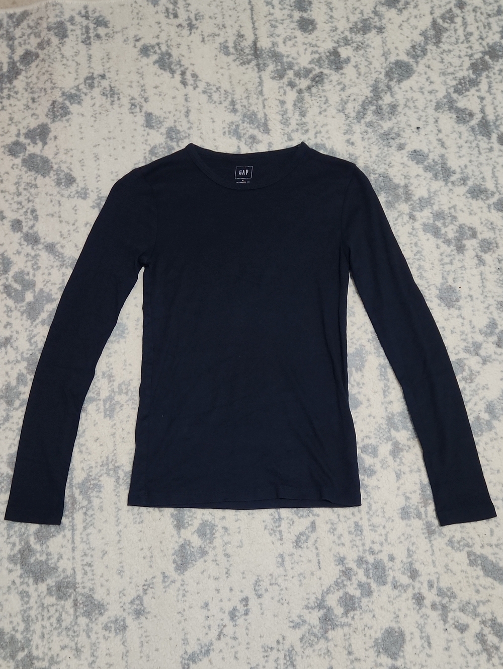 GAP Women's Long Sleeve Crewneck Top - Dark Navy Blue